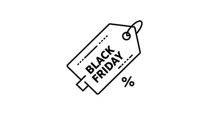 Black Friday Sale Tag with Percentage Symbol Illustration.