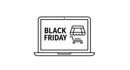 Black Friday Online Shopping Laptop Icon.