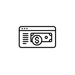 Online payment and digital currency line art icon.