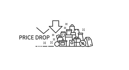 Price drop promotion with various products and percentage discount offer.