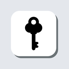 Key icon vector. Key sign symbol in trendy flat style. Key vector icon illustration in square isolated on gray background