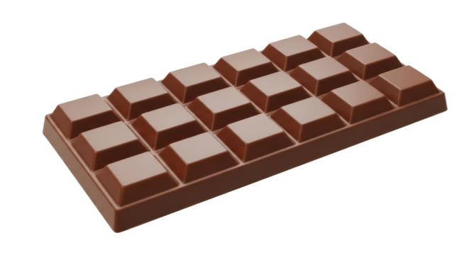Chocolate bar with segments isolated PNG with Transparent Background
