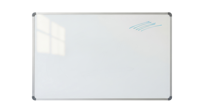 Whiteboard with green scribble marks for presentations isolated PNG with Transparent Background