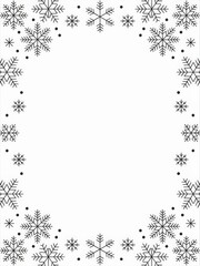 Minimalist Black Geometric Snowflake Border - Holiday Card Template