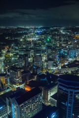 ニュージーランド　オークランドにあるスカイタワーの展望台から眺める市街地の夜景