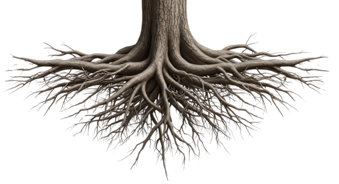 Root system of a tree isolated PNG with Transparent Background