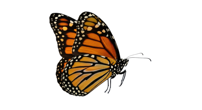 Monarch butterfly with open wings illustration isolated PNG with Transparent Background