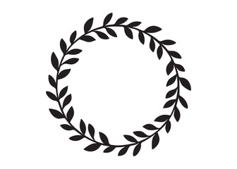 Obraz premium circle wreath logo silhouette vector, laurel wreath silhouette vector illustration, circle with leaves silhouette vector, circle botanical wreath logo silhouettes vector on white background