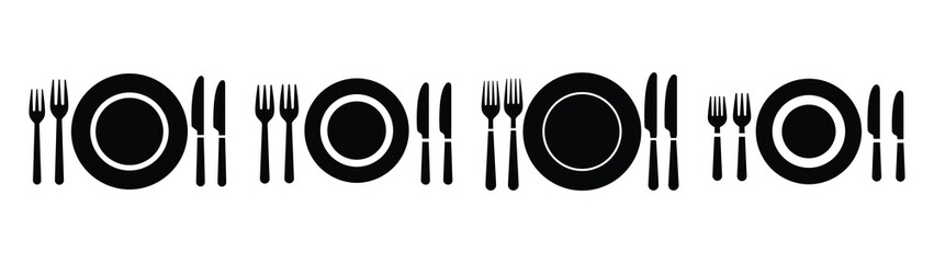 table setting minimal silhouette icon set. Hanukkah icons. black color and white background