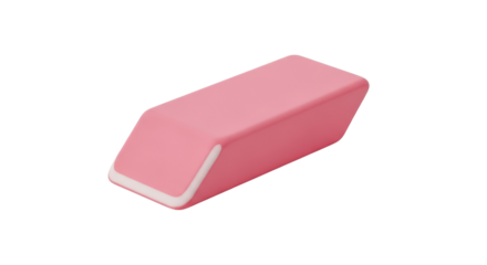 Pink eraser for correcting mistakes isolated PNG with Transparent Background