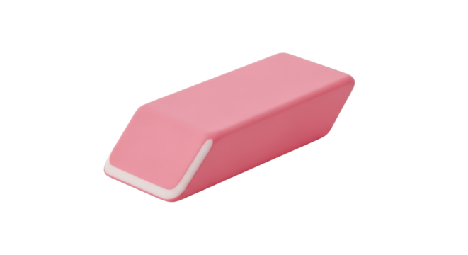 Pink eraser for correcting mistakes isolated PNG with Transparent Background