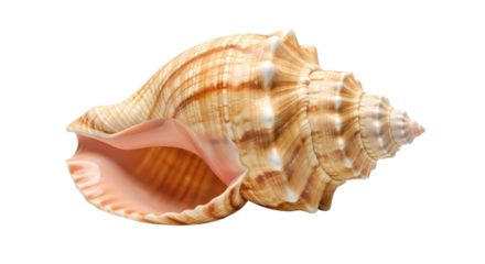 Spiral conch seashell for summer vacation travel concept isolated PNG with Transparent Background