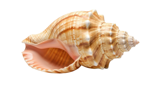 Spiral conch seashell for summer vacation travel concept isolated PNG with Transparent Background