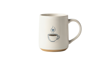 Coffee mug with heart-shaped steam coming from coffee isolated PNG with Transparent Background