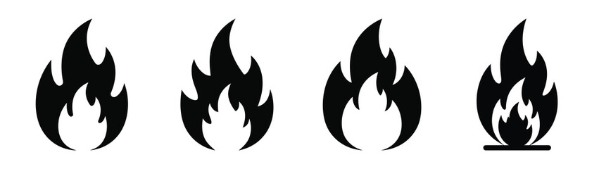 flame symbol minimal silhouette icon set. Hanukkah icons. black color and white background