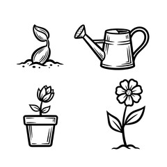 Garden Icons Line Art