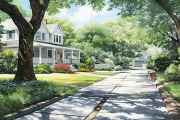 Naklejka premium House architecture outdoors driveway.