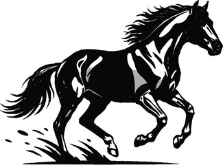 Obraz premium Majestic horse silhouette in dynamic pose with vibrant color accents