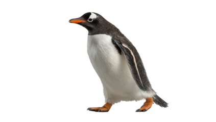 A penguin standing proudly isolated on transparent background