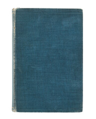 Old antique closed book with textured leather cover, isolated on transparent background