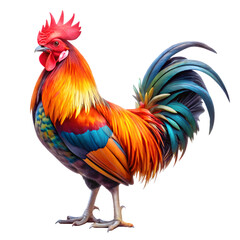 Colorful rooster isolated on transparent background