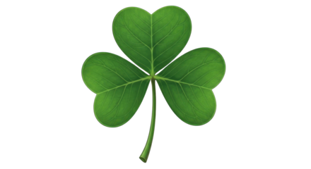 Green shamrock leaf for St. Patrick's Day celebration isolated PNG with Transparent Background