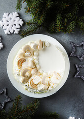 Winter White Cake with Festive Decoration