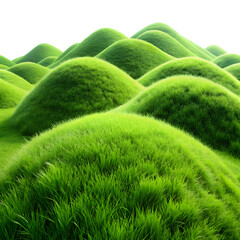 Rolling green hills covered in grass isolated on transparent background