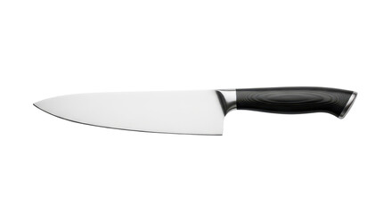 Chef knife with black handle isolated PNG with Transparent Background