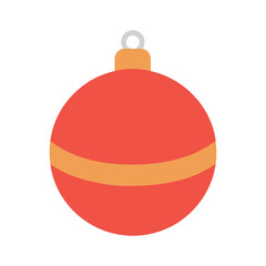 Red christmas ball ornament with gold stripe silhouette vector illustration