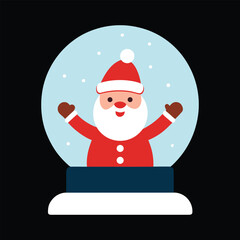 Festive santa claus inside a snow globe silhouette vector illustration