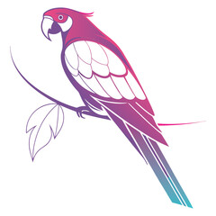 A vibrant and colorful parrot, tropical bird, digital art, smooth gradients, minimalist design, vector illustration, bold colors, geometric patterns, minimalist style
