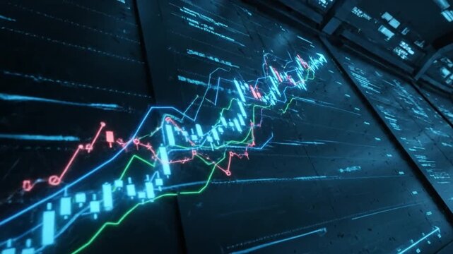 Dynamic Financial Data Visualization Engaging Stock Market Trends with Colorful Graphs, Candlestick Patterns, and Advanced Technology for Insightful Analysis and Market Fluctuations