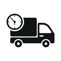 Fast moving shipping delivery truck flat vector icon