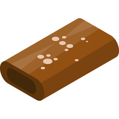 Isometric Chocolate Bar With Nougat Filling and Sugar Sprinkles Isolated On Transparent Background