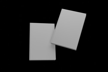 3D Render of 2 blank white hardcover books for design mockup. Transparent background (PNG).
