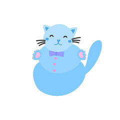 Vector illustration of a cat in the form of a snowman. Perfect for holiday and winter-themed designs, stickers, clipart, and festive seasonal projects for kids