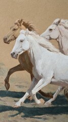 Obraz premium Dynamic horses running freely mobile wallpaper