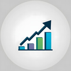 Financial growth chart with upward arrow representing progress and success in business