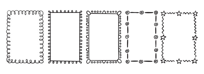 set vertical rectangular frames, Doodle style, hand drawn, ornate decorative elements for framing details for posters, social networks