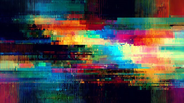 Abstract digital background with glitch effects. Pixelated distortion and noise create a unique texture, perfect for banners or posters. Data visualization concept in a vector illustration style.
 
