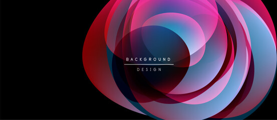 Abstract layers create vibrant circular design. Colors blend, forming dynamic visual effect. Modern, stylish background element.