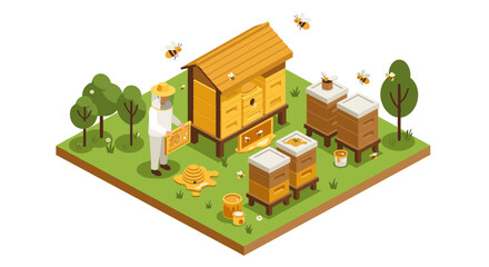 Collection of fashionable hats in isometric style