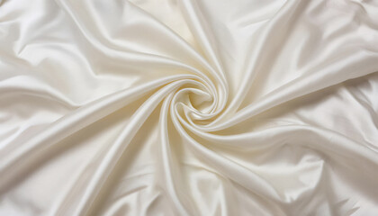 The abstract background is a drapery of weightless, translucent textiles with soft, deep folds. The glossy material creates a soothing undulating pattern.