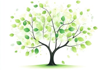 Obraz premium Vibrant green leaves on abstract plant illustration symbolizing growth and nature