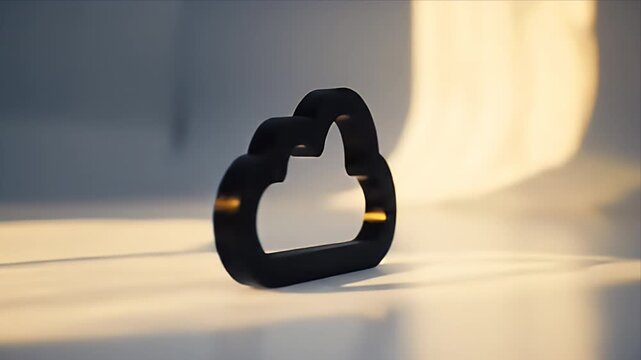 Conceptual cloud computing. Black cloud on a white surface conveys data storage, online connectivity, and modern technology