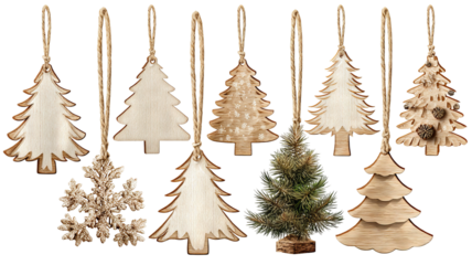 Blank Christmas tree ornaments set isolated on transparent background high resolution PNG style baubles for mockups DIY personalization and holiday design