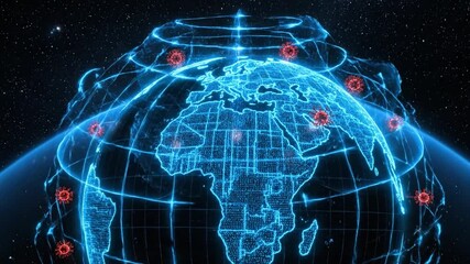 Global Data Visualization of Digital Earth Connectivity and Technology in Networked Globe Highlighting Health Challenges and Geographic Insights Through 3D Mapping - Powered by Adobe