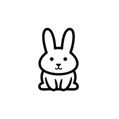 Fototapeta premium Adorable Simple Black Outline Cartoon Rabbit Sitting