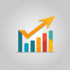 Financial Growth Chart Illustrative Bar Graph with Upward Arrow, Business and Progress Concept
